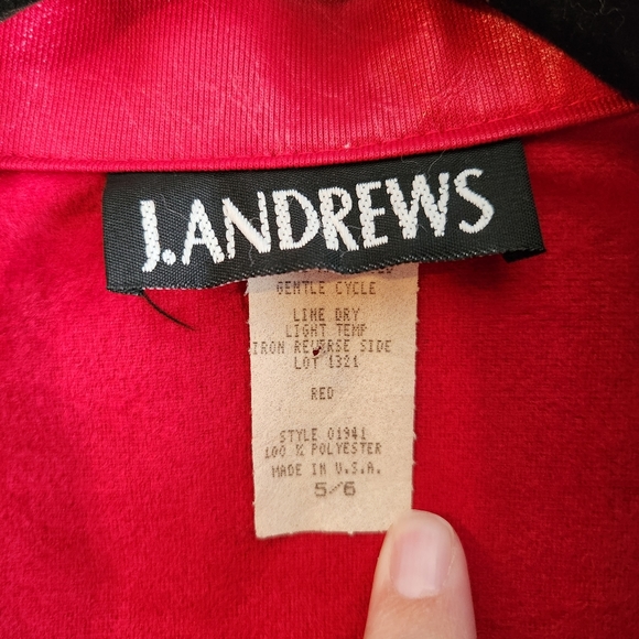 J. Andrews vintage red 2 piece set women's 5/6 blazer and skirt - Picture 4 of 10